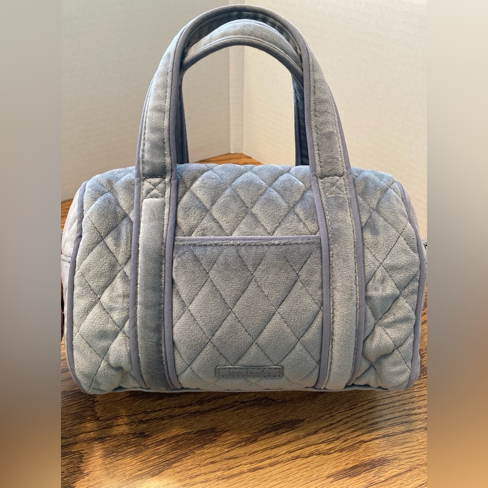 Vera Bradley Mini Satchel Purse in Carbon Gray Velour, Never Used, Pre-Owned